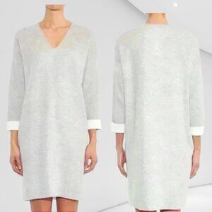 VINCE V-Neck Sweater Dress - Light Gray - Size M